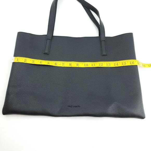 Vince Camuto Womens Black Gray Pebbled Vegan Leather Luck Tote Handbag Purse - Picture 8 of 13